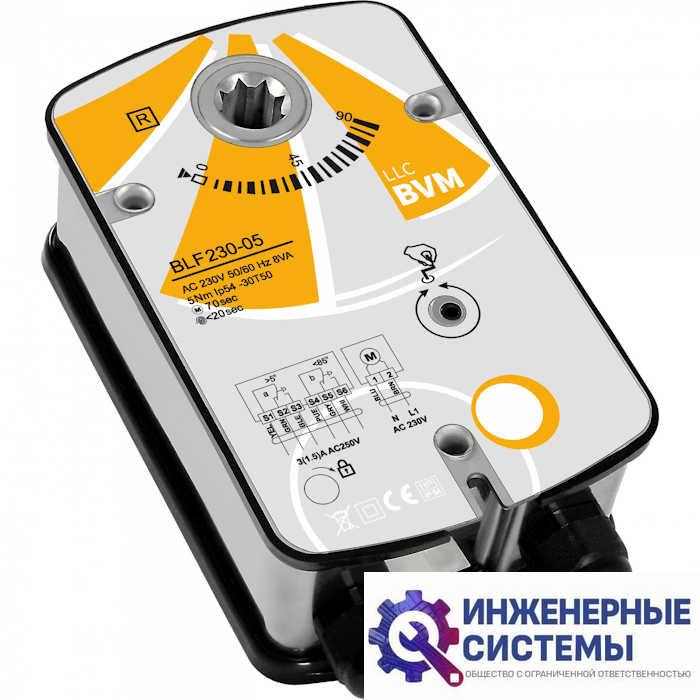 BVM BLF230-05 (230В, 5 Нм) электропривод