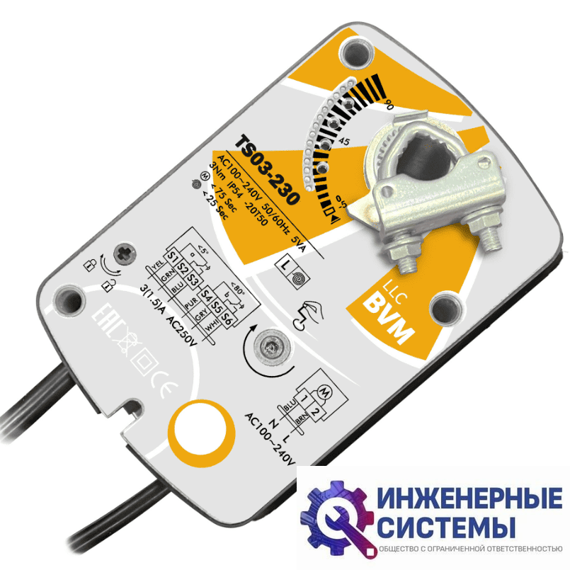 BVM TS03-230 (230В, 3 Нм) электропривод
