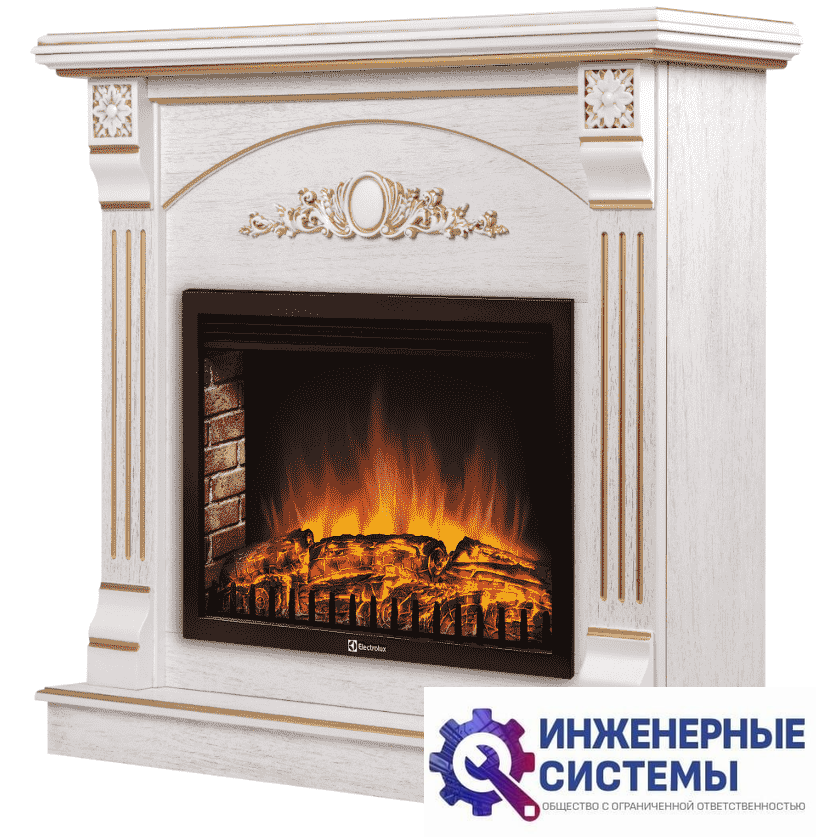 Firelight Barocco 25 шпон белый дуб с золотой патиной портал для камина