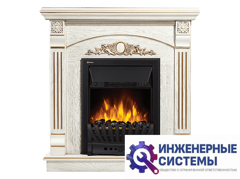 Firelight Barocco Classic портал для камина шпон белый дуб с золотой патиной