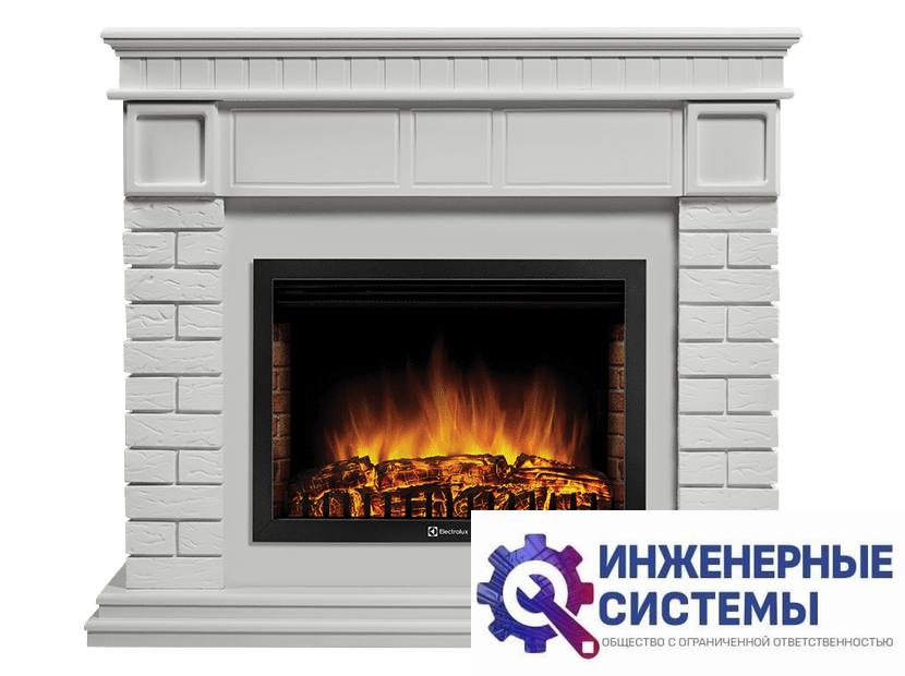 Firelight Bricks 25 портал для камина камень белый, белая эмаль