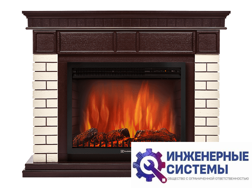 Firelight Bricks 25U портал для камина (угловой) камень бежевый, шпон темный дуб