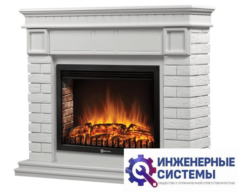 Firelight Bricks 30 камень белый, белая эмаль портал для камина
