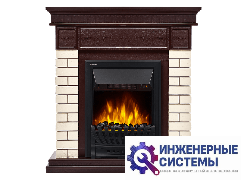 Firelight Bricks Classic портал для камина камень бежевый, шпон темный дуб