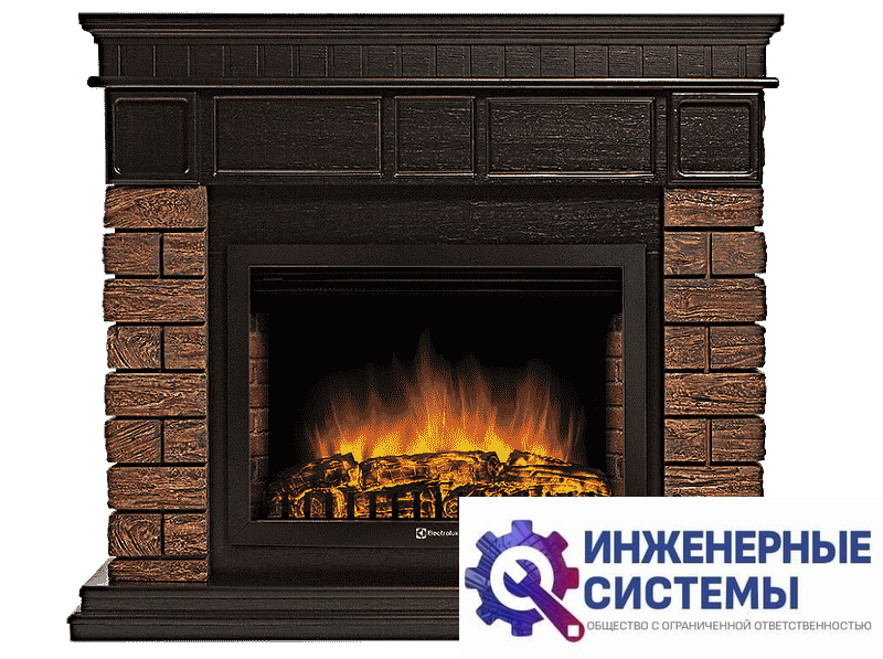 Firelight Bricks Wood 25 портал для камина камень темный, шпон венге