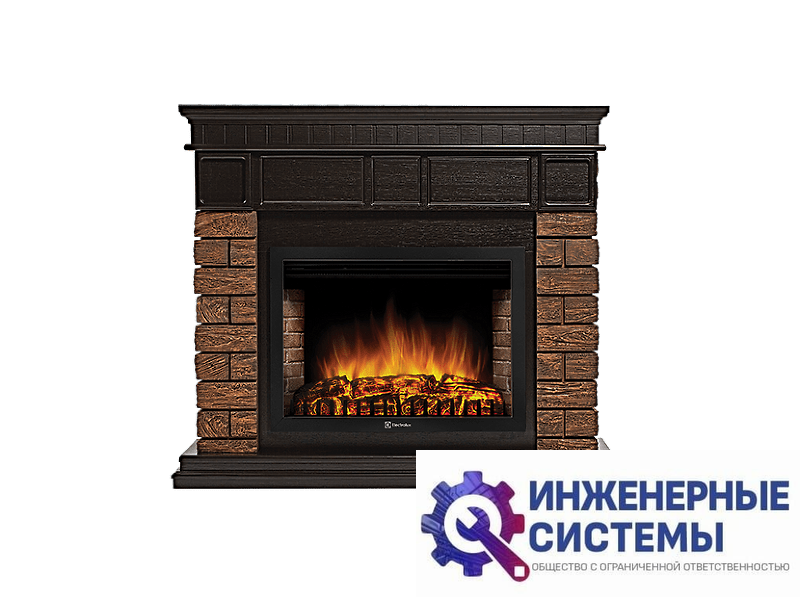 Firelight Bricks Wood 30 портал для камина камень темный, шпон венге
