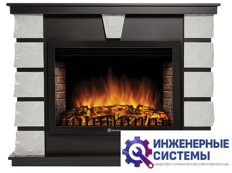 Firelight Excalibur 30 портал для камина камень белый, шпон венге