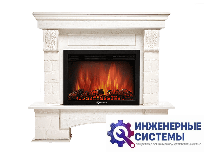 Firelight Forte 25S портал для камина камень белый, шпон белёный дуб