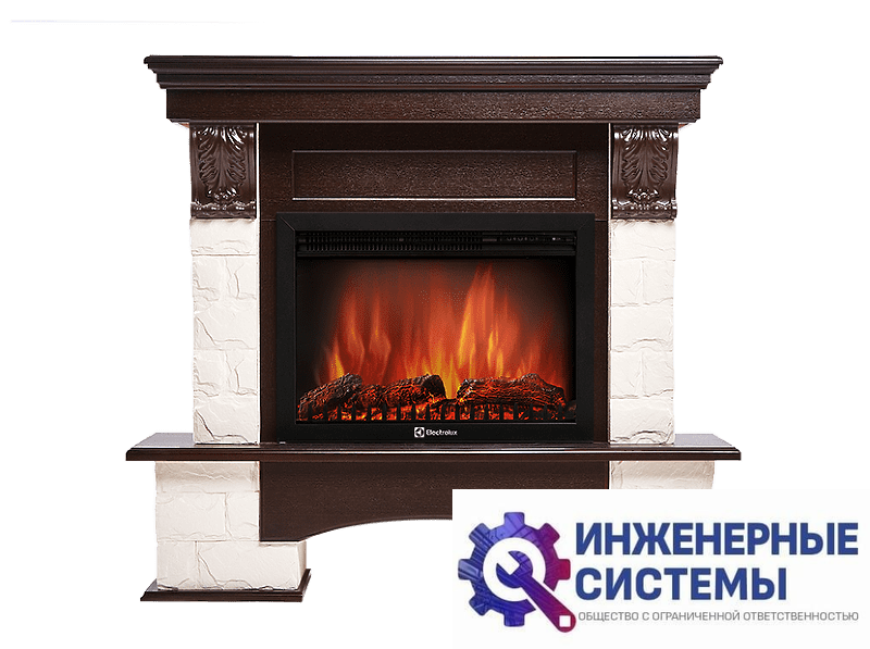 Firelight Forte 25S портал для камина камень белый, шпон темный дуб