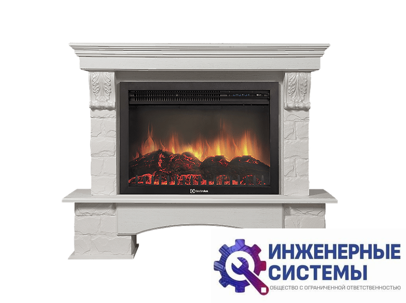 Firelight Forte 30S портал для камина камень белый, шпон белёный дуб