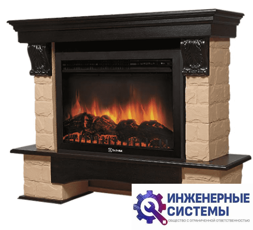 Firelight Forte 30S камень бежевый, шпон темный дуб портал для камина