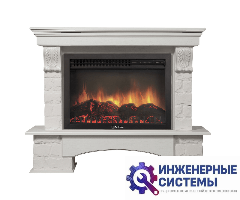 Firelight Forte 30U портал для камина (угловой) камень белый, шпон белёный дуб
