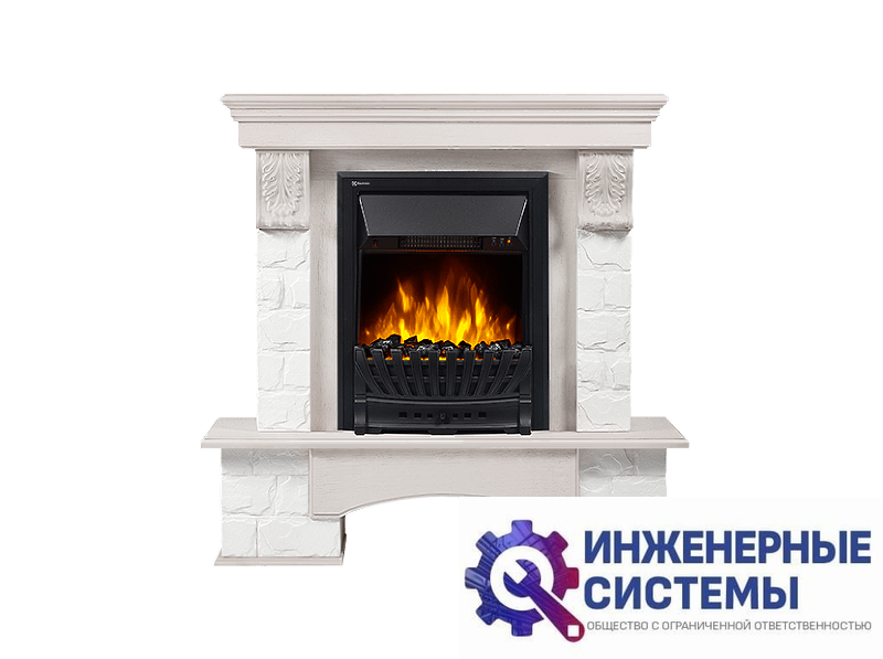 Firelight Forte Classic портал для камина камень белый, шпон беленый дуб