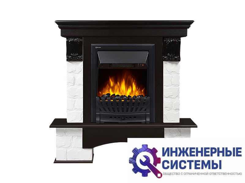 Firelight Forte Classic портал для камина камень белый, шпон темный дуб