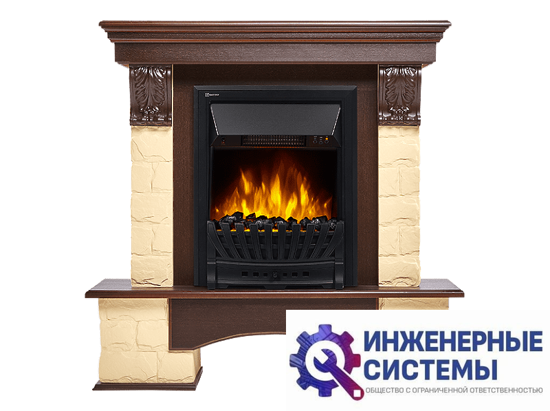 Firelight Forte Classic портал для камина камень бежевый, шпон темный дуб