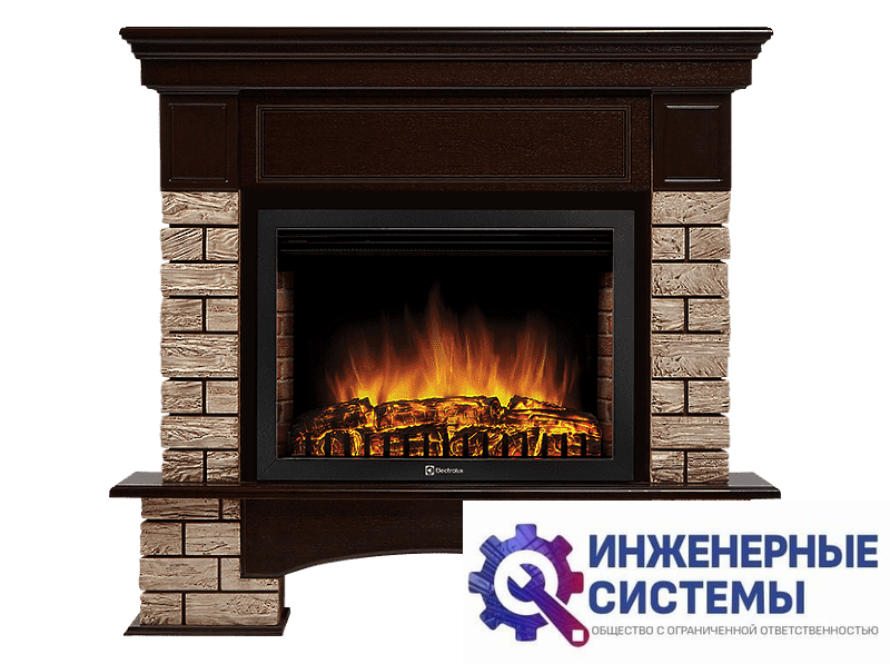 Firelight Forte Wood 25 портал для камина камень коричневый, шпон темный дуб