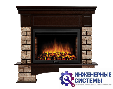 Firelight Forte Wood 25U портал для камина (угловой) камень коричневый, шпон темный дуб