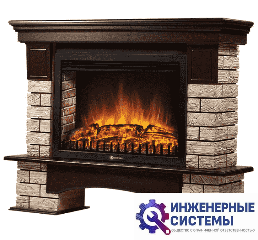Firelight Forte Wood 30 камень коричневый, шпон темный дуб портал для камина