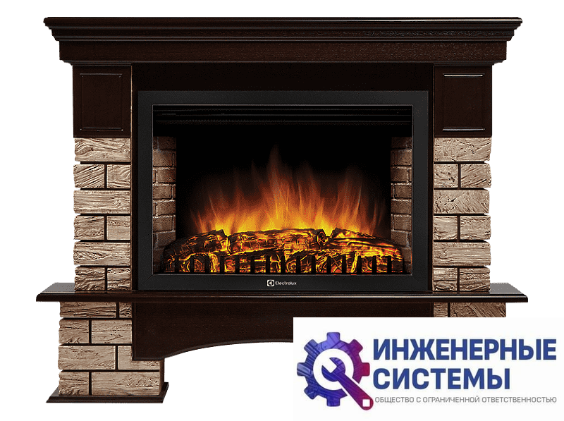 Firelight Forte Wood 30U портал для камина (угловой) камень коричневый, шпон темный дуб