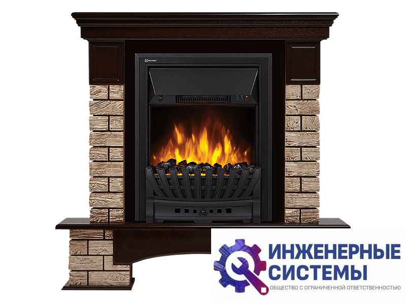 Firelight Forte Wood Classic портал для камина камень коричневый, шпон темный дуб