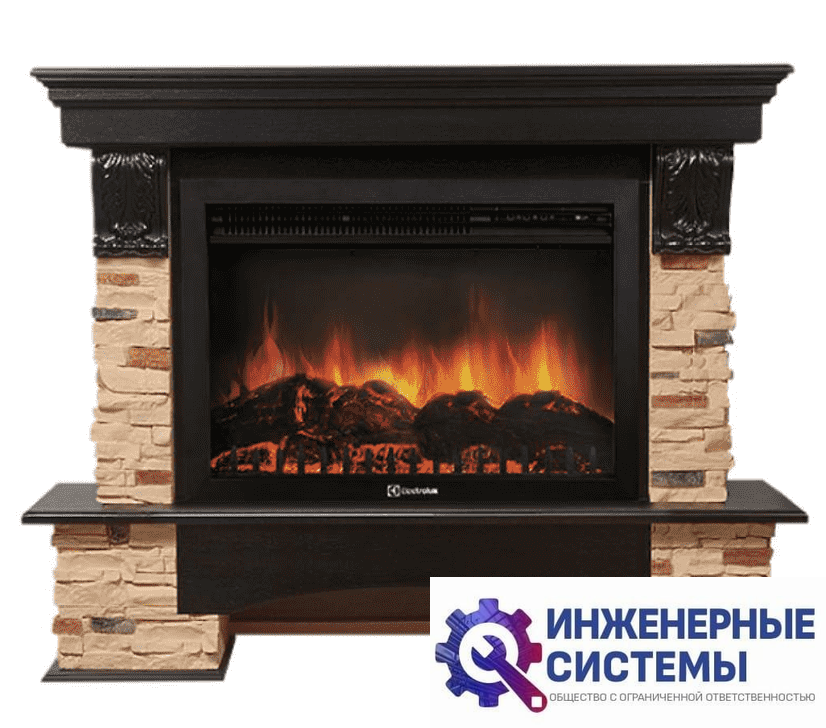 Firelight Pietra 26/30S камень сланец натуральный, шпон темный дуб портал для камина