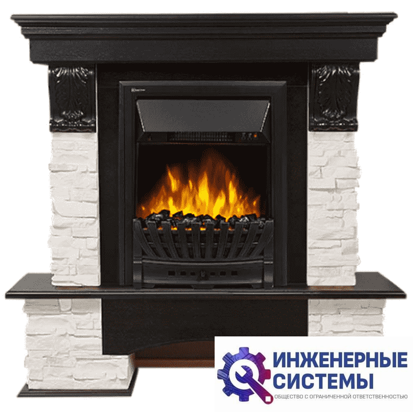 Firelight Pietra Classic камень белый, шпон венге портал для камина