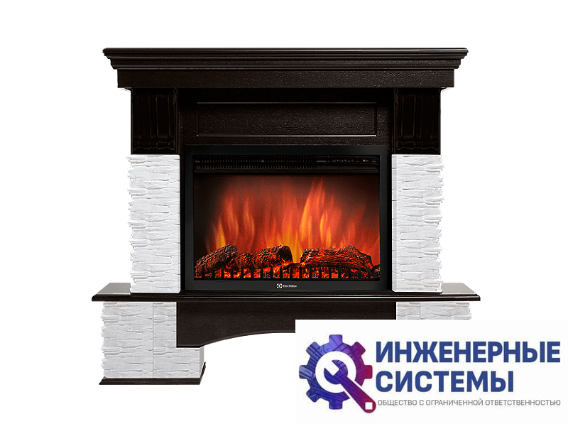 Firelight Pietra Nuovo 25 портал для камина камень сланец белый, шпон темный дуб