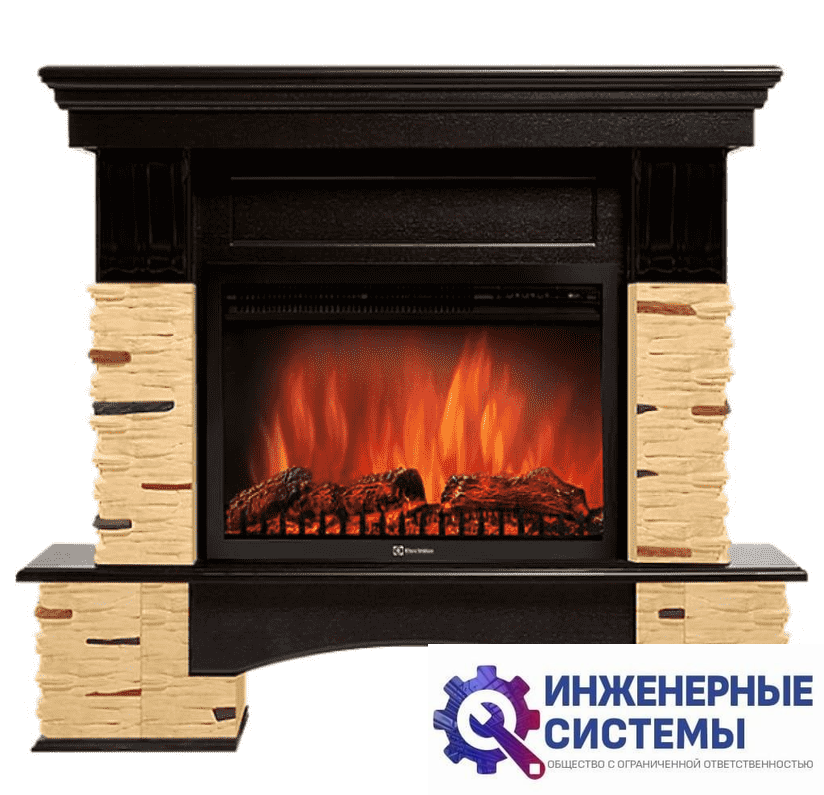 Firelight Pietra Nuovo 25 камень сланец натуральный, шпон темный дуб портал для камина