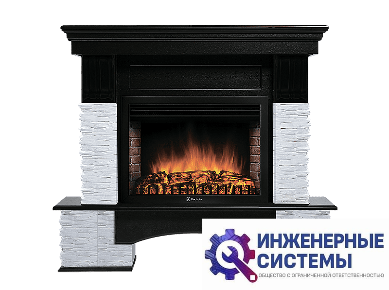 Firelight Pietra Nuovo 30 портал для камина камень сланец белый, шпон темный дуб