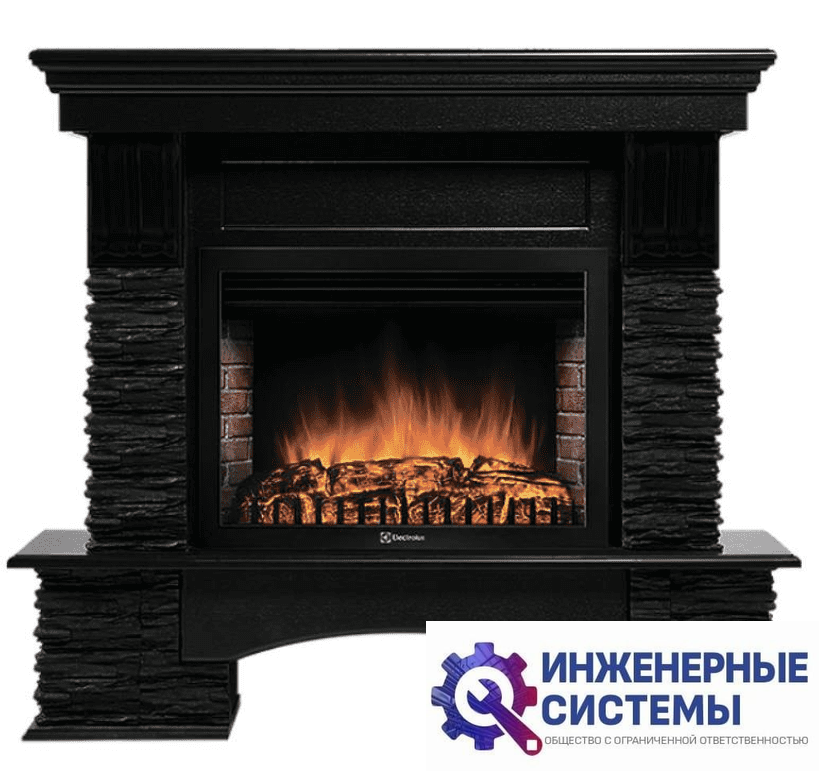 Firelight Pietra Nuovo 30 камень сланец чёрный, шпон венге портал для камина
