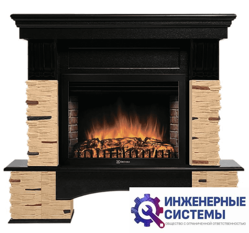 Firelight Pietra Nuovo 30 камень сланец натуральный, шпон темный дуб портал для камина