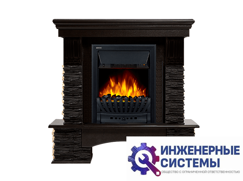 Firelight Pietra Nuovo Classic портал для камина камень сланец чёрный, шпон венге