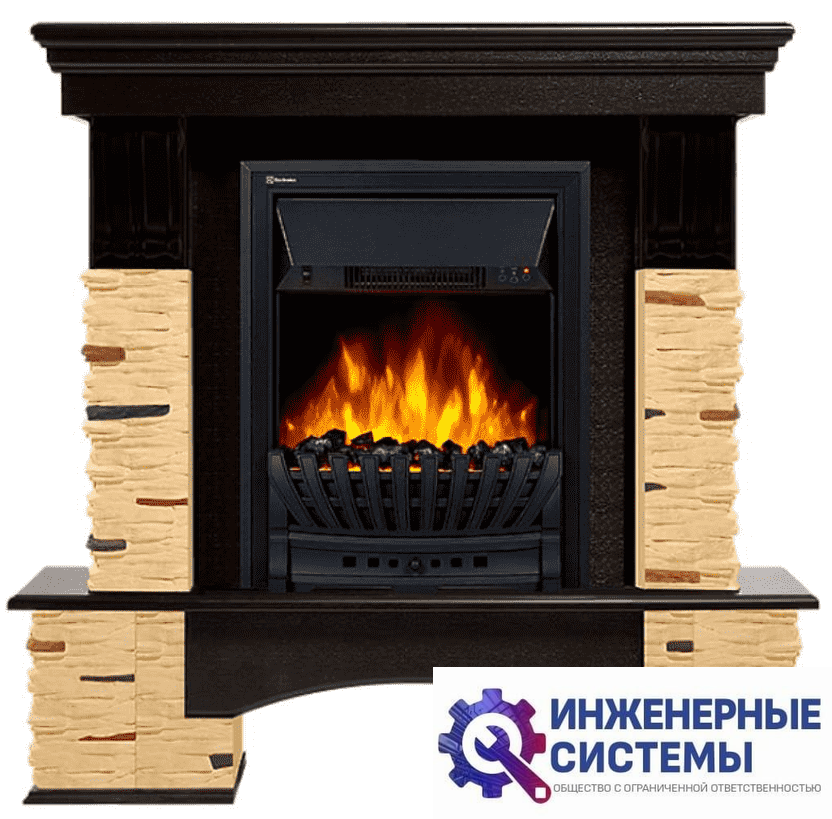 Firelight Pietra Nuovo Classic камень сланец натуральный, шпон темный дуб портал для камина