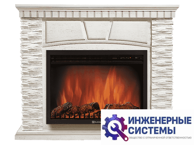Firelight Porto 30 портал для камина камень белый, шпон беленый дуб