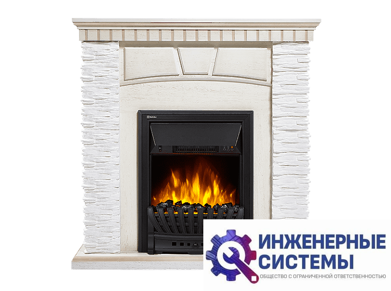 Firelight Porto Classic портал для камина камень белый, шпон беленый дуб