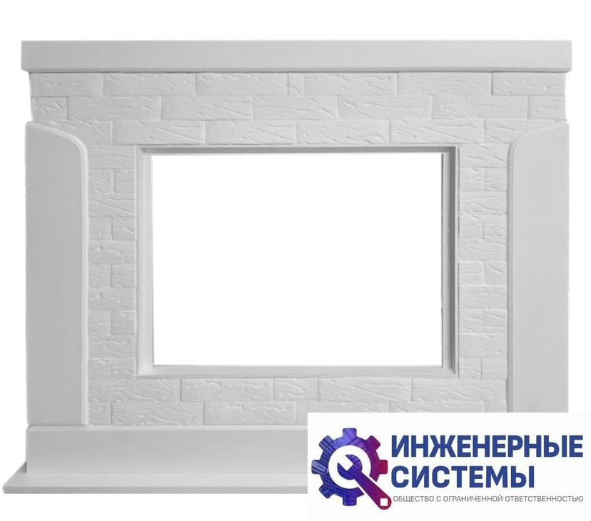 Firelight Prestigio 25 камень белый, шпон белый дуб портал для камина