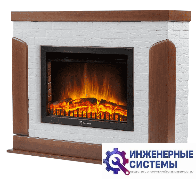Firelight Prestigio 25 камень белый, шпон дуб портал для камина