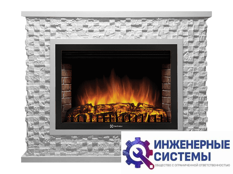 Firelight Quadro 30 портал для камина камень песчаник античный белый, белая эмаль