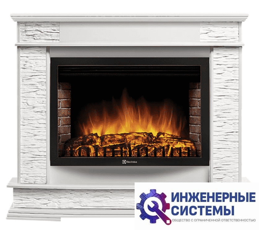 Firelight Scala 25 камень сланец скалистый белый, шпон белый дуб портал для камина