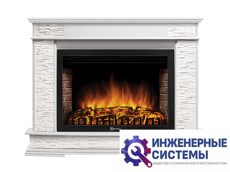 Firelight Scala 30 портал для камина камень сланец скалистый белый, шпон белый дуб