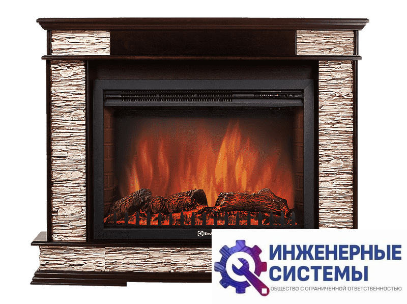 Firelight Scala 30 портал для камина камень сланец скалистый бурый, шпон тёмный дуб