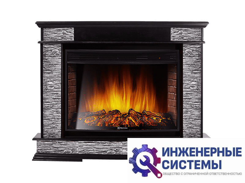Firelight Scala 30 портал для камина камень сланец скалистый серый, шпон венге