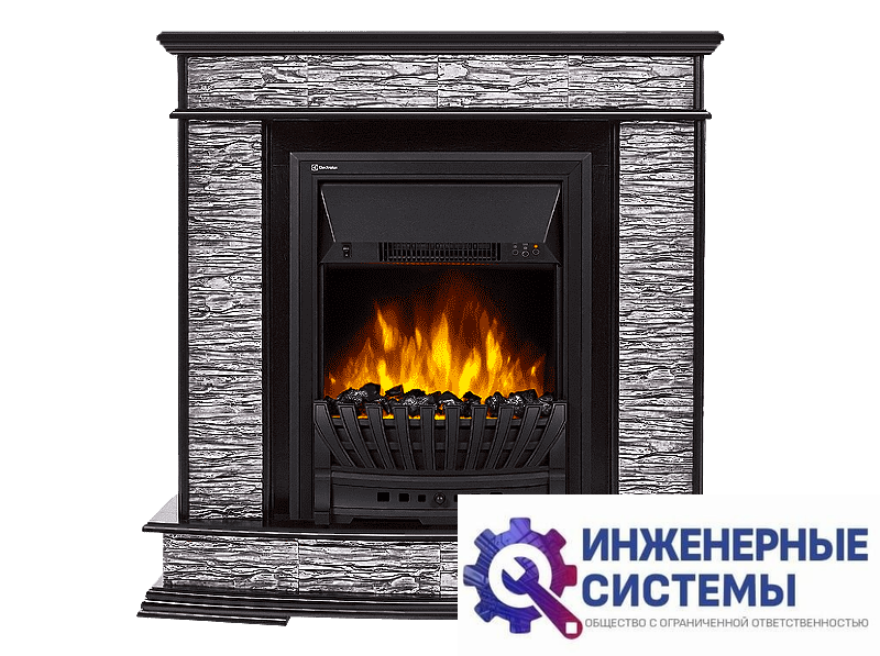 Firelight Scala Classic портал для камина сланец скалистый серый, шпон венге