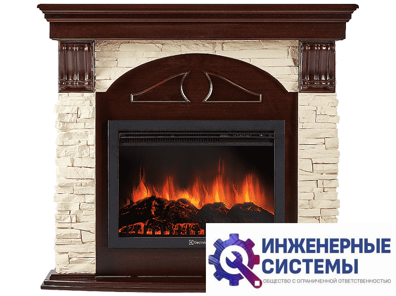 Firelight Torre 25S портал для камина камень слоновая кость, шпон темный дуб