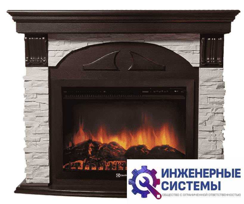 Firelight Torre 26/30S камень белый, шпон темный дуб портал для камина