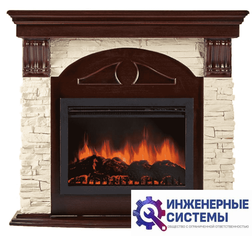 Firelight Torre 26/30S камень слоновая кость, шпон темный дуб портал для камина