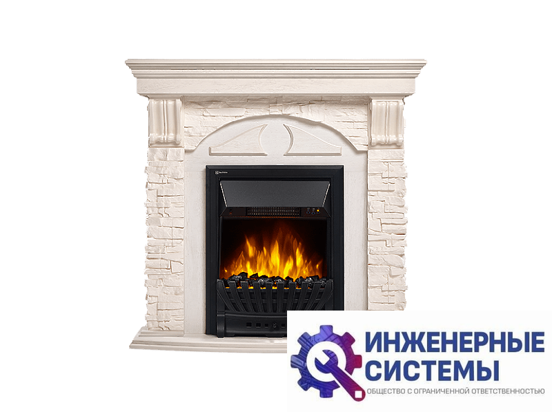 Firelight Torre Classic портал для камина камень белый, шпон беленый дуб