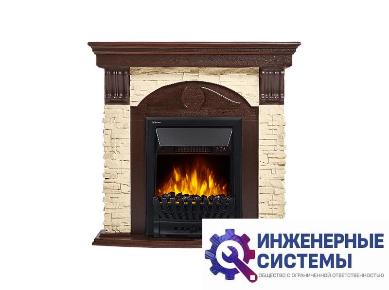 Firelight Torre Classic портал для камина камень слоновая кость, шпон темный дуб