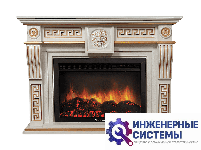 Firelight Vittoriano 30 портал для камина Белёный дуб с золотой патиной
