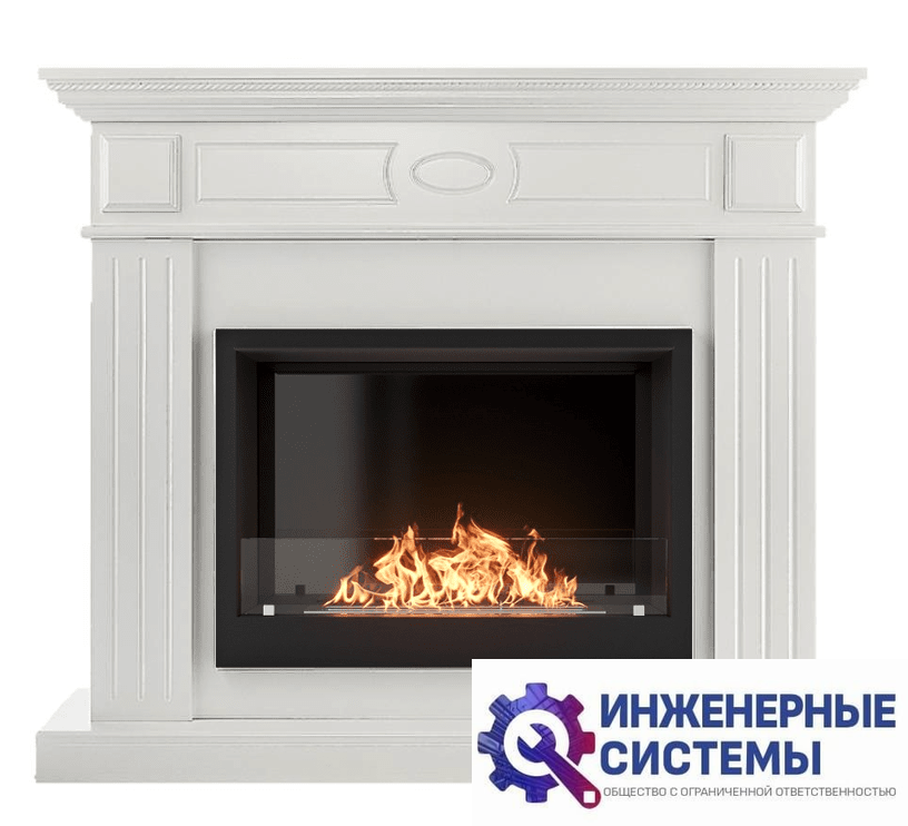 Каминокомплект: Биокамин Firelight BFP/P-2520, портал Bianco 25 белый